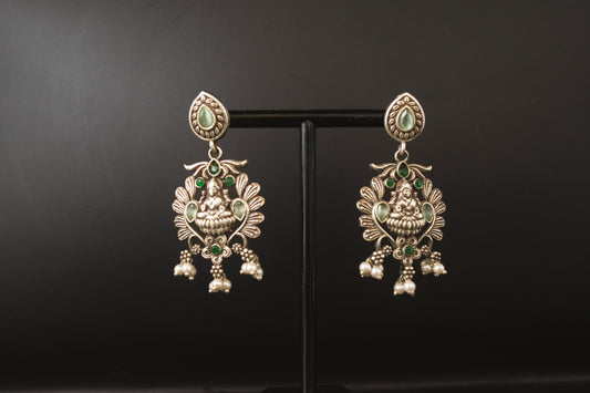 Jhanki Oxidized Earring - Green