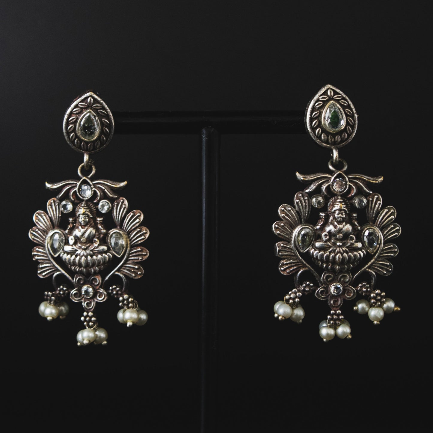 Jhanki Oxidized Earring - White