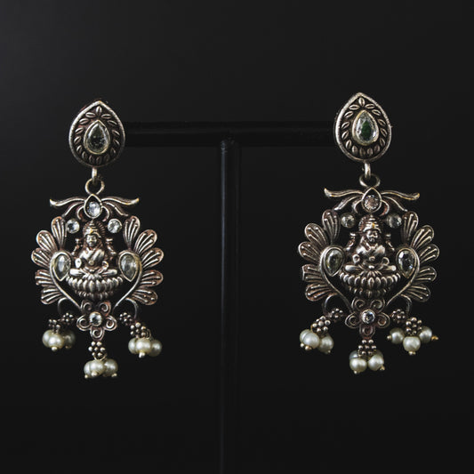 Jhanki Oxidized Earring - White